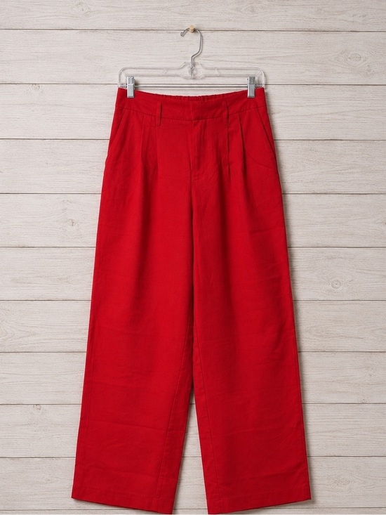 a new day Pants - A New Day Red High Rise Pleated Wide Leg Pants Size 6